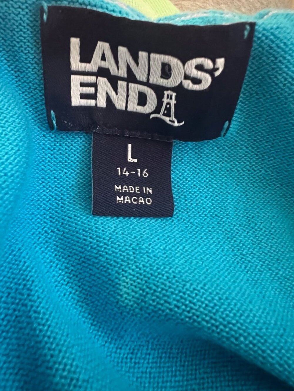 Lands' End Pastel Color Block Boxy Sweater Relaxed Fit Crewneck Large - Picture 5 of 10